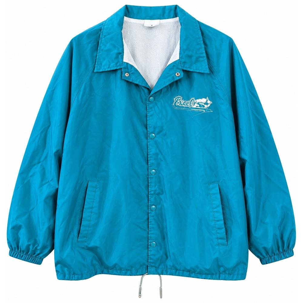 Vintage 90s Excel Teal Coach Jacket XXXL Made USA Nylon Windbreaker